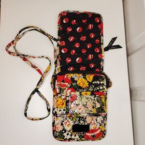 Vera Bradley Poppy Fields Black Pink Yellow Cream Floral Crossbody Hipster Purse